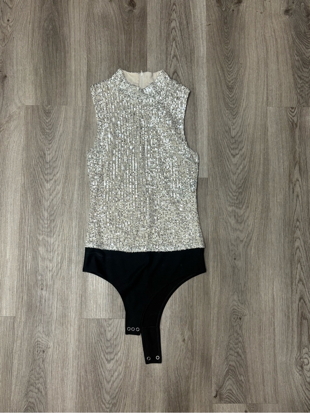 7 for all Mankind Sequin Silver One-Piece Bodysuit